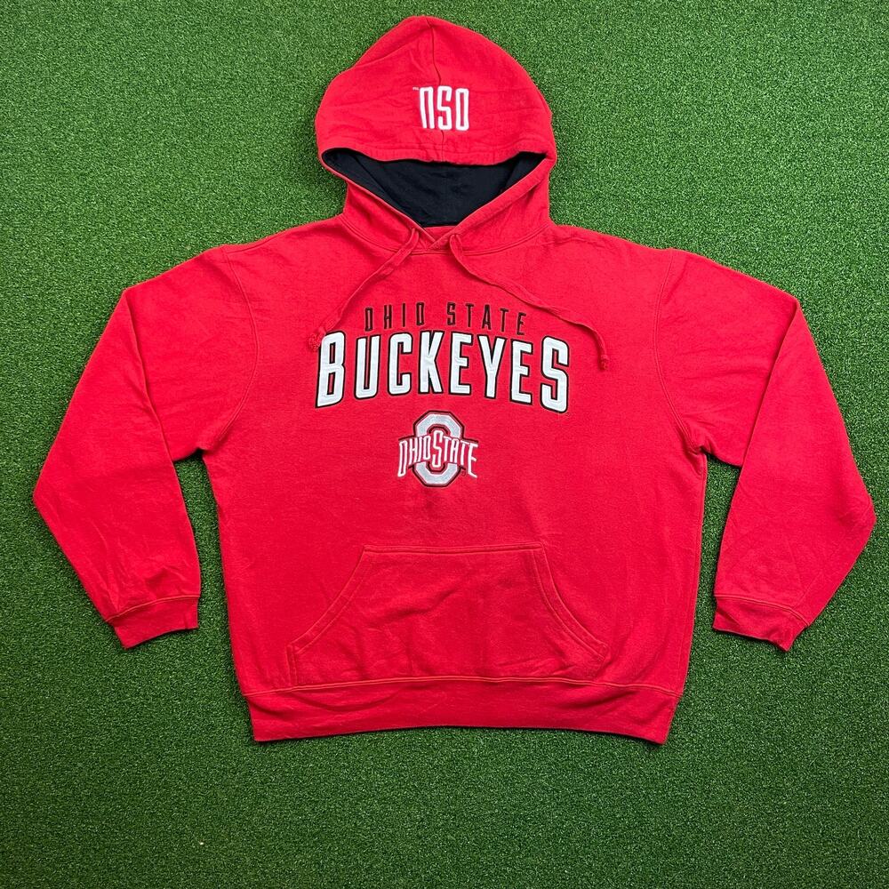 Vintage Varsity Ohio State Buckeyes NCAA Red Sweatshirt Hoodie Sz L